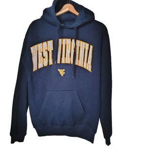 West Virginia Mountaineers Hoodie Men Large Blue Pullober Sweatshirt Stitched